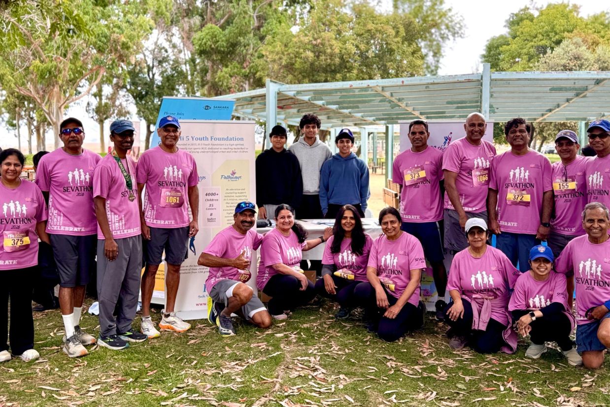 Hi 5 Youth Foundation team in event T-shirts at Sevathon 2026