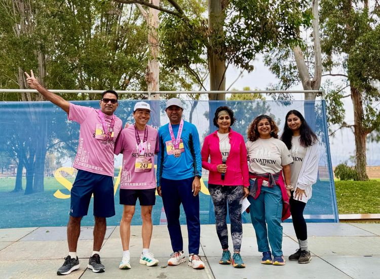 Srini Pajjuri, runner-up at Sevathon 2026, with Hi 5 supporters
